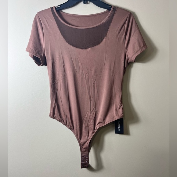 NWT Women's T Shirt Thong Bodysuit Shapewear Brown Large Layer Piece Basic - Picture 6 of 6